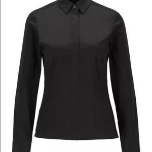 Boss Slim-fit Blouse in Stretch Cotton-Blend